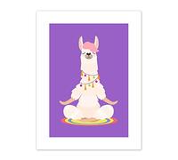 Wee Blue Coo Llama Cute Meditation Art Print Canvas Premium Wall Decor Poster