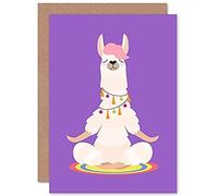 Wee Blue Coo Llama Cute Meditation Greeting Card With Envelope Inside Premium Quality