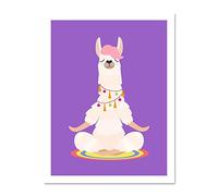 Wee Blue Coo Llama Cute Meditation Large Framed Art Print Wall Poster 18x24 inch