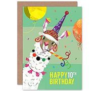 Wee Blue Coo Llama Party Birthday 10th Greetings Card