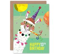 Wee Blue Coo Llama Party Birthday 13th Greetings Card