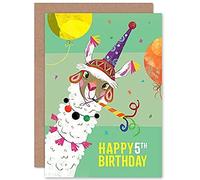 Wee Blue Coo Llama Party Birthday 5th Greetings Card