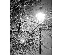 Wee Blue Coo Lonely Street Lamp Winter Night Black White Art Print Poster Wall Decor 12X16 Inch