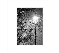 Wee Blue Coo Lonely Street Lamp Winter Night Black White Wall Art Print