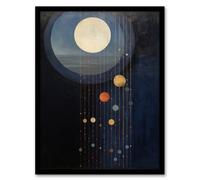 Wee Blue Coo Lost In Space Dreams Planet Strings Blue Orange Surreal Oil Painting Wall Art Print - A4 Size