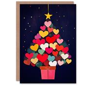 Wee Blue Coo Love Heart Tree Present Colourful Modern Painting Xmas Christmas Card Wee Blue Coo Multicolor