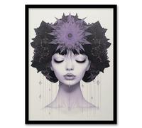 Wee Blue Coo Love In Lavender Lilac Portrait Meditate Artwork Framed Wall Art Print 18X24 Inch