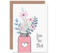 Wee Blue Coo Love You Most Flowers Sweet Anniversary Valentines Card Wee Blue Coo Multicolor