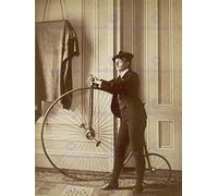 Wee Blue Coo LTD VINTAGE PHOTOGRAPHY FRANCES MUSTACHE PENNY FARTHING BICYCLE FINE ART PRINT POSTER 30x40cm