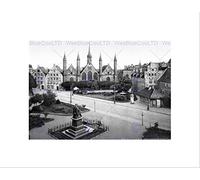 Wee Blue Coo LUBECK HEILIGGEIST HOSPITAL 1900 VINTAGE OLD BW BLACK FRAMED ART PRINT B12X319