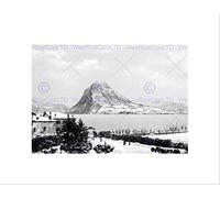 Wee Blue Coo LUGANO SAN SALVATORE TICINO SWITZERLAND 1895 OLD BW FRAMED ART PRINT B12X320