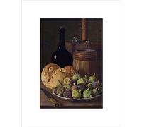 Wee Blue Coo LUIS MELENDEZ SPANISH STILL LIFE FIGS BREAD BLACK FRAMED ART PRINT B12X5353