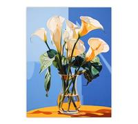 Wee Blue Coo Luxurious Lily Calla Floral Blue Yellow Extra Large XL Wall Art Poster Print