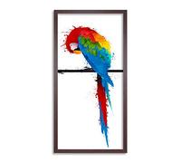 Wee Blue Coo Macaw Parrot Bird Paint Splat Long Panel Framed Wall Art Print