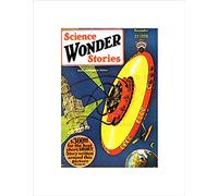Wee Blue Coo MAG SCIENCE WONDER STORIES SCIENCE FICTION UFO SPACE FRAME ART PRINT B12X12128