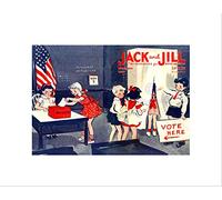 Wee Blue Coo Mag Vintage Childrens Jack Jill Voting Democracy 1940 Wall Art Print