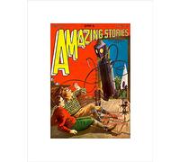 Wee Blue Coo MAGAZINE AMAZING STORIES 1928 BLACK FRAME FRAMED ART PRINT PICTURE B12X10992