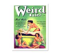Wee Blue Coo Magazine Cover 1936 Weird Tales Red Nails Art Large Framed Art Print Poster Wall Decor 18x24 inch