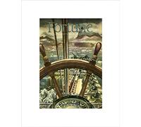 Wee Blue Coo MAGAZINE COVER FORTUNE NAUTICAL SAIL WAR SHIP BLACK FRAMED ART PRINT B12X6856
