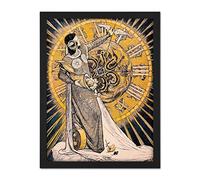 Wee Blue Coo Magazine Cover Jugend Clock Nouveau Artwork Framed Wall Art Print 18X24 Inch