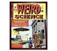Wee Blue Coo Magazine Cover Weird Science Spaceship Sci Fi Soldier Art Print Framed Poster Wall Decor 12X16 Inch