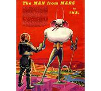 Wee Blue Coo Magazine Painting Vintage Sci Fi Martian Alien Fantastic Adventure Art Print Poster Wall Decor 12X16 Inch
