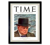 Wee Blue Coo Magazine War 1941 Winston Churchill 'Man Of The Year' Time Art Print Framed Poster Wall Decor 12X16 Inch