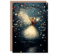 Wee Blue Coo Magical Forest Fairy Festive Decorations Fantasy Xmas Christmas Card in Dark Navy Wee Blue Coo Dark Navy