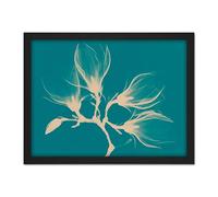 Wee Blue Coo Magnolia Branch Xray Blue Artwork Framed Wall Art Print 18X24 Inch