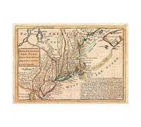 Wee Blue Coo Map 1729 Moll New York New England First Postal Map Wall Art Print