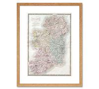 Wee Blue Coo MAP 1850 HALL IRELAND PRINT FRAME WOODEN FRAMED PICTURE POSTER GIFT F12X006