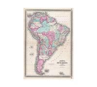 Wee Blue Coo Map 1870 Johnson South America Vintage Wall Art Print