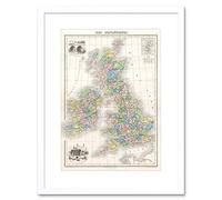 Wee Blue Coo Map 1878 Migeon British Isles England Ireland Scotland Framed Wall Art Print