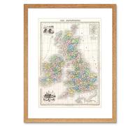 Wee Blue Coo Map 1878 Migeon British Isles England Ireland Scotland Framed Wall Art Print
