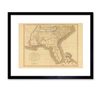 Wee Blue Coo MAP ANTIQUE 1812 UNITED STATES AMERICA SOUTH EAST GEORGIA FLORIDA PRINT B12X7011