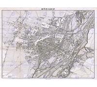 Wee Blue Coo Map Antique 1837 Mayr Munich City Plan Surrounds Wall Art Print