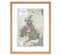 Wee Blue Coo Map Antique 1884 Price Lighthouses Lightships British Isle Framed Wall Art Print
