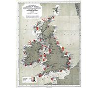 Wee Blue Coo Map Antique 1884 Price Lighthouses Lightships British Isles Art Print Poster Wall Decor 12X16 Inch