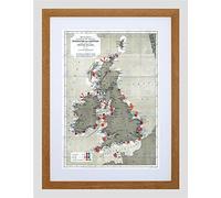 Wee Blue Coo Map Antique 1884 Price Lighthouses Lightships UK Framed Wall Art Print