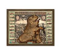 Wee Blue Coo Map Antique Belgium Netherlands Lion Sword Art Large Framed Art Print Poster Wall Decor 18x24 inch