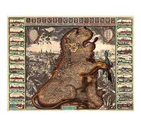 Wee Blue Coo Map Antique Belgium Netherlands Lion Sword Art Print Poster Wall Decor 12X16 Inch