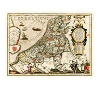 Wee Blue Coo Map Antique Belgium North Sea Lion Leo Art Canvas Print
