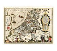 Wee Blue Coo Map Antique Belgium North Sea Lion Leo Art Print Poster Wall Decor 12X16 Inch