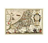 Wee Blue Coo Map Antique Belgium North Sea Lion Leo Wall Art Print