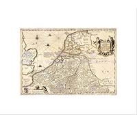 Wee Blue Coo Map Antique Belgium North Sea Veteris Kaeriu Wall Art Print