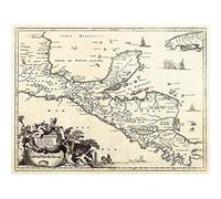 Wee Blue Coo Map Antique Central America Montanus Yucatan Art Print Poster Wall Decor 12X16 Inch
