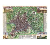 Wee Blue Coo Map Antique City Plan Rome Italy John Senex Art Print Poster Wall Decor 12X16 Inch