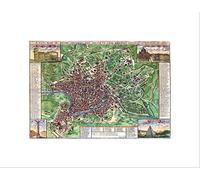 Wee Blue Coo Map Antique City Plan Rome Italy John Senex Wall Art Print