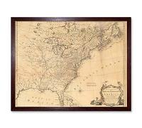 Wee Blue Coo Map Antique Eastern Seaboard 1763 North America Atlantic Ocean Art Print Framed Poster Wall Decor 12X16 Inch
