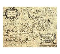 Wee Blue Coo Map Antique Elba Island Ocean Napoleon Art Canvas Print